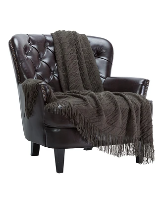 Chanasya Premium Rust Brown Throw Blanket With Tassels