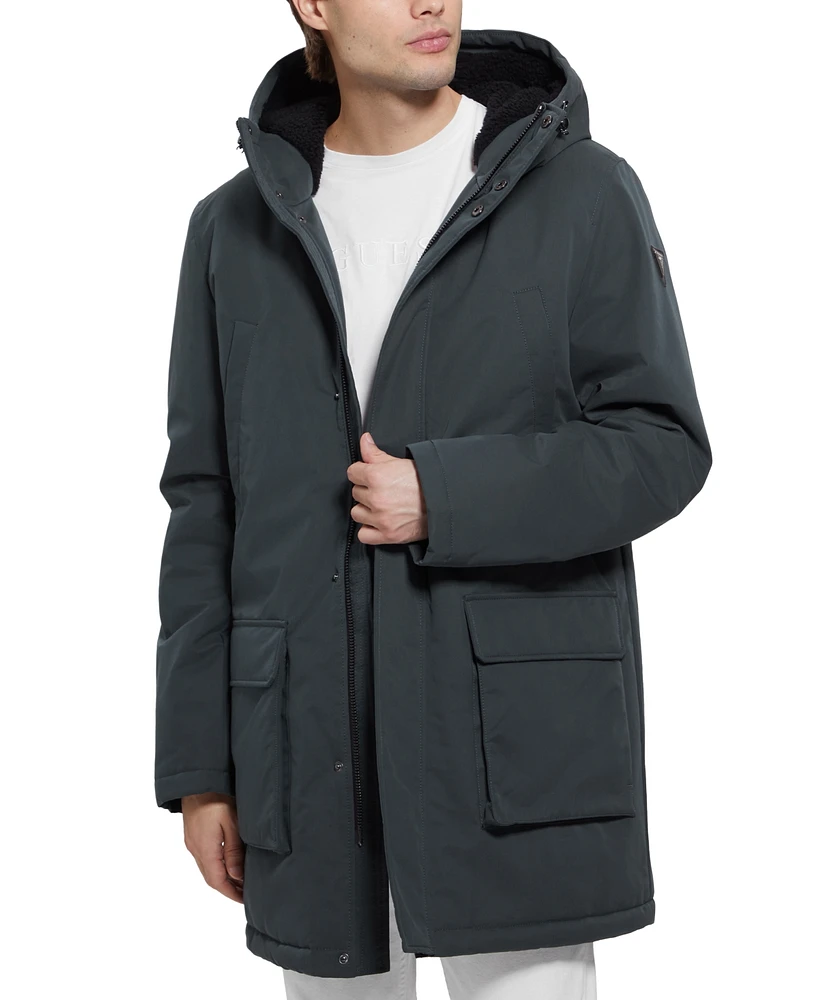 Guess Men's Lawrence Sherpa Lined Three Quarter Parka Coat