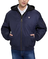 Guess Men's John Bomber Jacket with Removable Hooded Inset