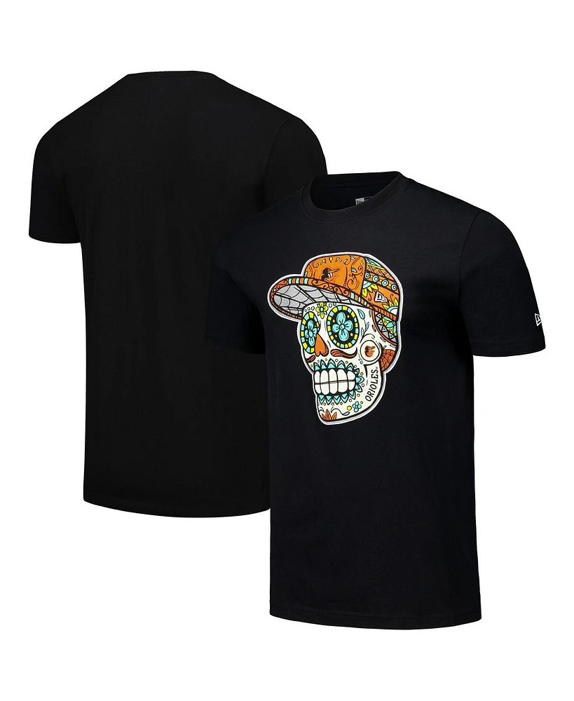 New Era Men's Black Baltimore Orioles Sugar Skulls T-Shirt