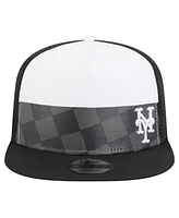 New Era Men's Black New York Mets Checkmate Trucker 9FIFTY Snapback Hat