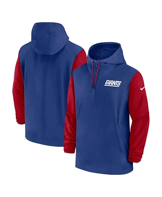 Nike Men's Royal/Red New York Giants 2024/25 Sideline Pre-Game Player 1/2-Zip Hoodie Jacket