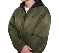 Guess Men's John Bomber Jacket with Removable Hooded Inset