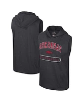 Colosseum Men's Heather Black Arkansas Razorbacks Varsity Sleeveless Hoodie Tank Top