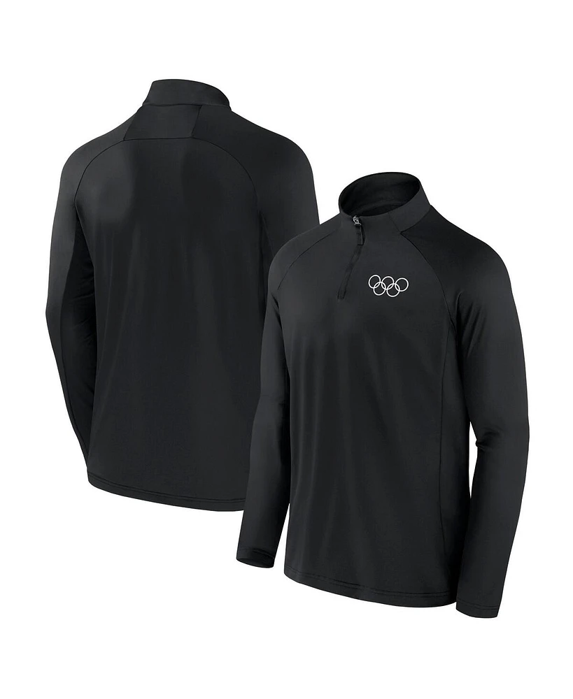 Fanatics Men's Black Olympic Games Union Bar Raglan Quarter-Zip Top