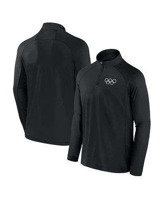 Fanatics Men's Black Olympic Games Union Bar Raglan Quarter-Zip Top