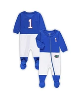 Wes & Willy Baby Boys and Girls Royal Florida Gators 1 Football Uniform Full-Zip Footed Jumper