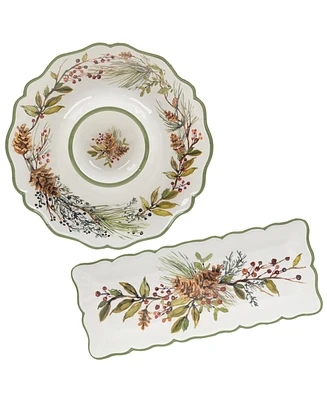 Certified International Winters Forest 2-Pc. Melamine Appetizer Set