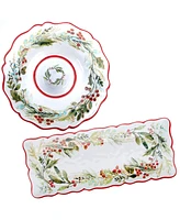 Certified International Christmas Gatherings 2-Pc. Melamine Appetizer Set