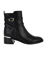 Calvin Klein Women's Jasen Block Heel Almond Toe Dress Booties