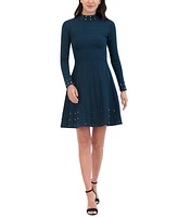 Vince Camuto Women's Embellished Mock Neck Dress