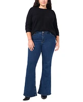 Vince Camuto Plus Size Ribbed-Front Crewneck Sweater
