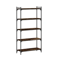 vidaXL Bookcase 5-Tier Smoked Oak 31.5"x11.8"x60.6" Engineered Wood