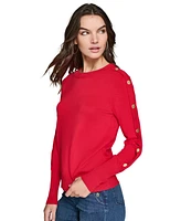 Karl Lagerfeld Paris Women's Button-Sleeve Sweater, Regular & Petite