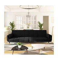 vidaXL 2-Seater Sofa Bed with Two Pillows Black Velvet