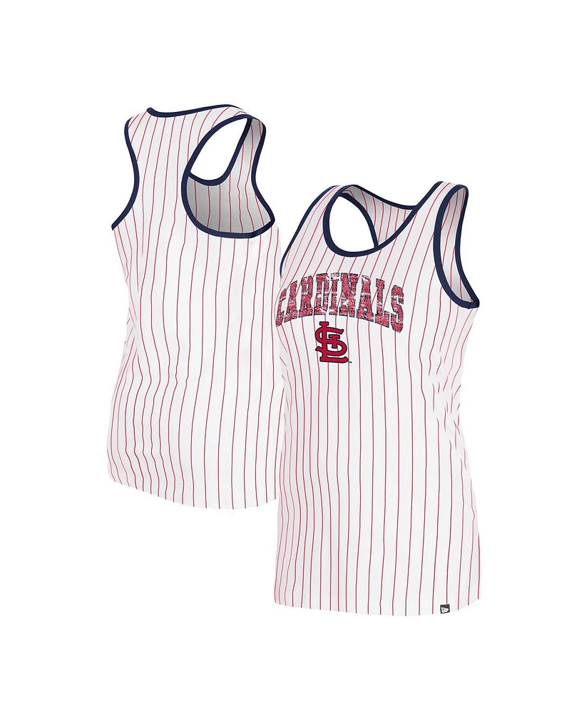 New Era Women's White St. Louis Cardinals Sequin Pinstripe Racerback Tank Top