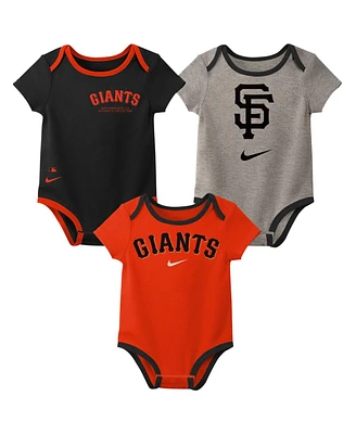 Nike Baby Boys and Girls San Francisco Giants Authentic Collection Three-Pack Bodysuit Set