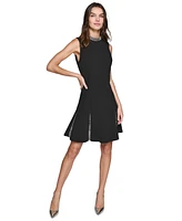 Karl Lagerfeld Paris Women's Rhinestone-Trim Pleated Dress