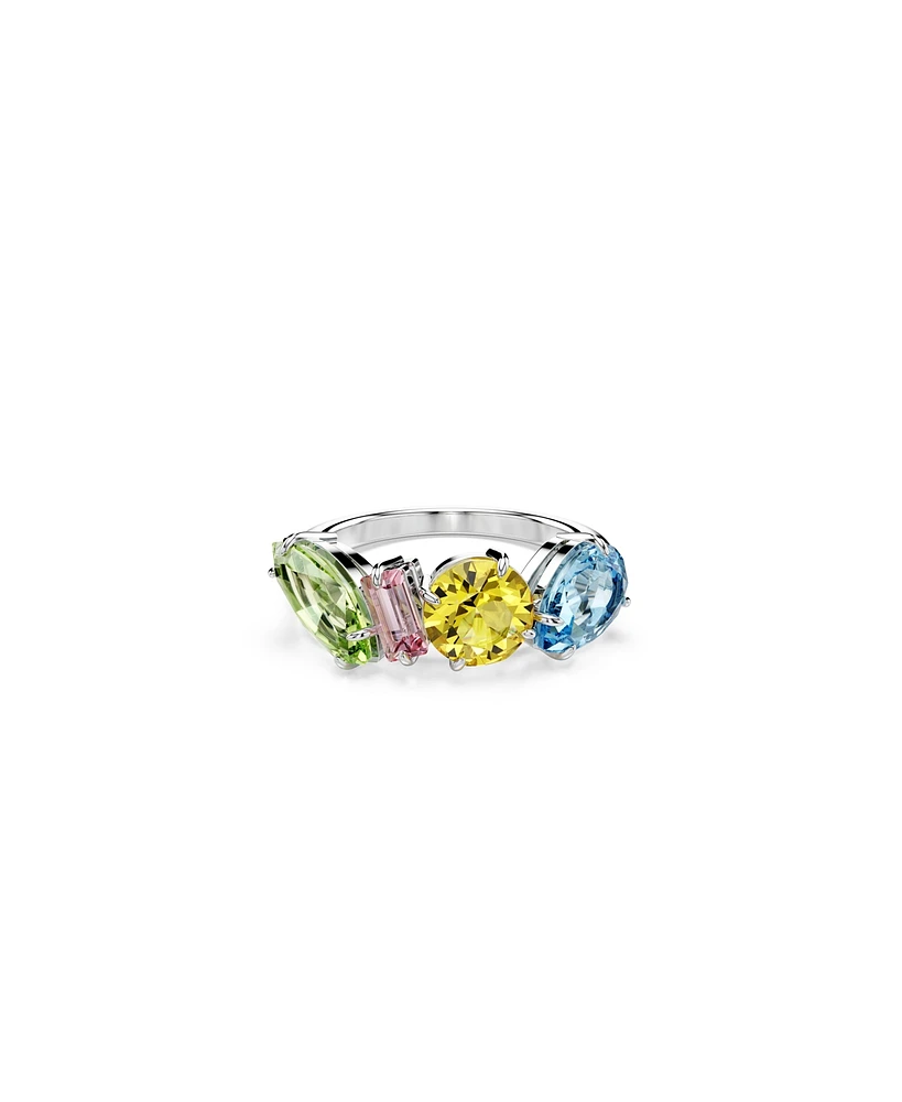 Swarovski Gema Mixed Cuts, Multicolored, Rhodium Plated Cocktail Ring