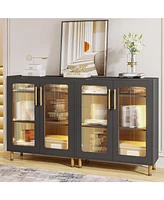 Tribesigns Buffet Cabinet with Acrylic Doors and Led Light for Living Room, Kitchen