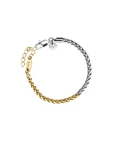 Rosefield Two Tone Herringbone Bracelet In 14K Yellow Gold And Rhodium Plated Stainless Steel
