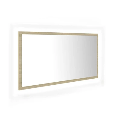 vidaXL Led Bathroom Mirror Sonoma Oak 35.4"x3.3"x14.6" Acrylic