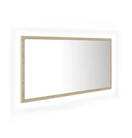 vidaXL Led Bathroom Mirror Sonoma Oak 35.4"x3.3"x14.6" Acrylic