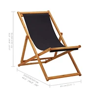 vidaXL Folding Beach Chair Eucalyptus Wood and Fabric Black