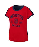 Outerstuff Big Girls Red/Navy Uswnt Half-Volley T-Shirt