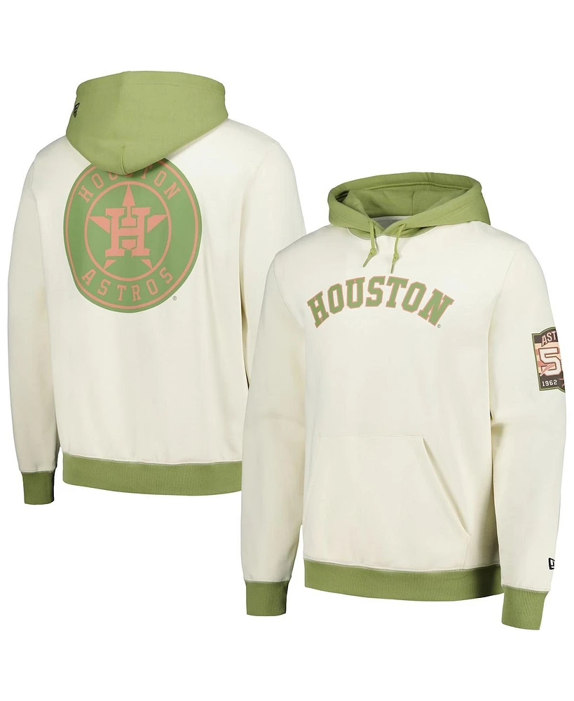 New Era Men's Cream/Green Houston Astros Color Pop Pullover Hoodie