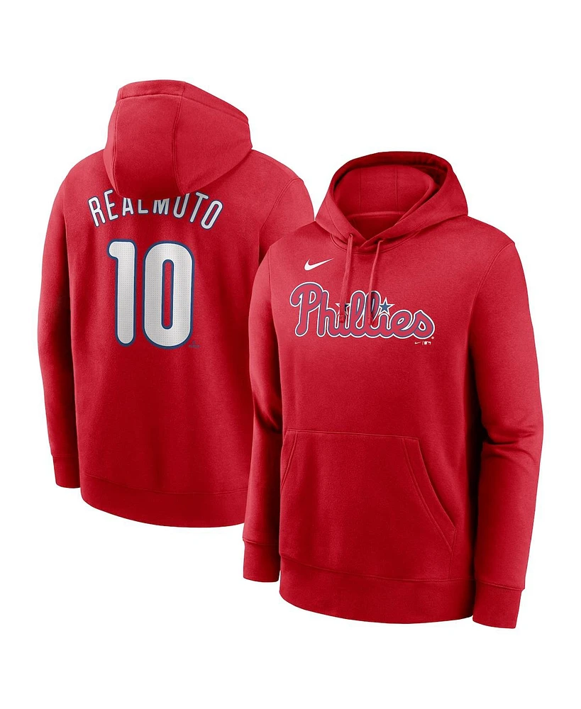 Nike Men's J.t. Realmuto Red Philadelphia Phillies Player Name Number Club Pullover Hoodie