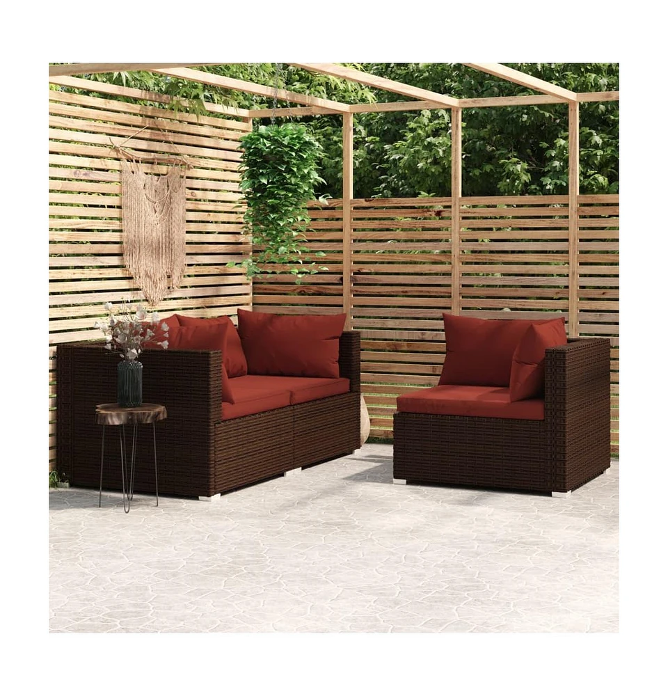 vidaXL Piece Patio Lounge Set with Cushions Brown Poly Rattan