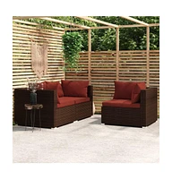 vidaXL Piece Patio Lounge Set with Cushions Brown Poly Rattan