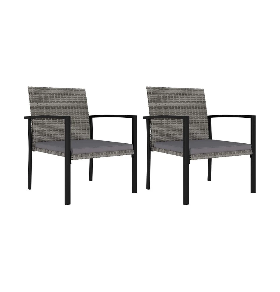 vidaXL Patio Dining Chairs 2 pcs Poly Rattan Gray