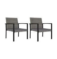 vidaXL Patio Dining Chairs 2 pcs Poly Rattan Gray