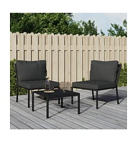 vidaXL Patio Chairs with Gray Cushions 2 pcs 23.6"x29.1"x31.1" Steel