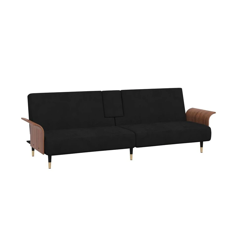 vidaXL Sofa Bed with Cup Holders Black Velvet