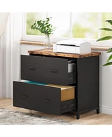 Tribesigns 2-Drawer File Cabinet, Wood Lateral Filing Cabinet, Home Office File Cabinet for A4, Letter Size