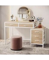 Tribesigns Vanity Desk with 5 Drawers, Makeup Table Dressing Side 3