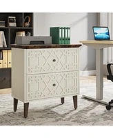 Tribesigns 2 Drawer Lateral File Cabinet, Office Filing Cabinet for A4 / Letter Size/Legal Files, Wood Storage Printer Stand Home Off
