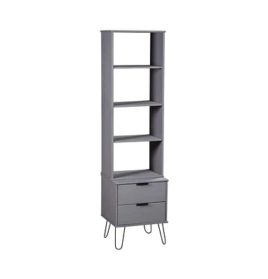 vidaXL Book Cabinet New York Gray Solid Pine Wood