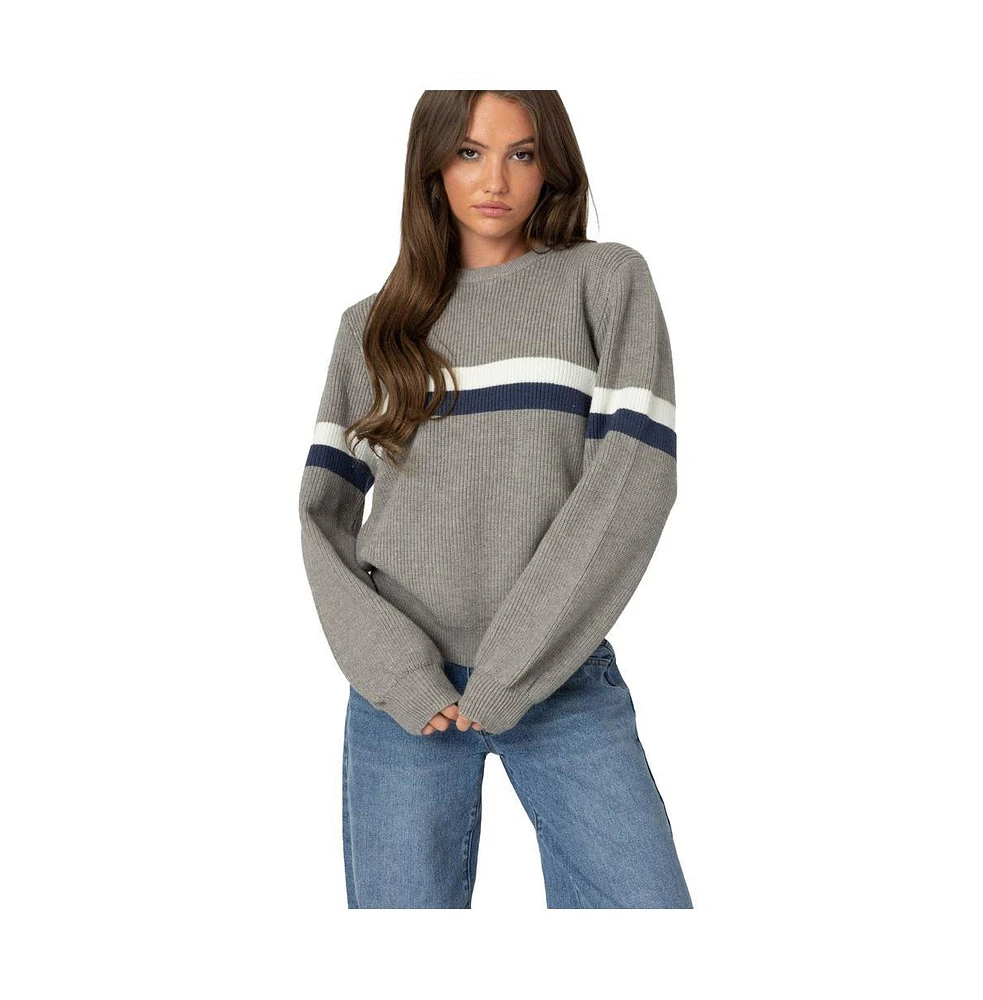 Edikted Women's Nautical Striped Oversized Sweater