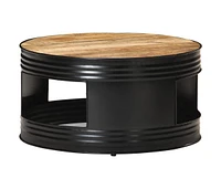 vidaXL Coffee Table Black 26.8"x26.8"x14.2" Solid Rough Mango Wood