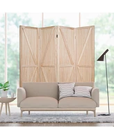 Costway 4Panels Folding Wooden Divider W/ V-shaped Design 5.6Ft Tall