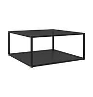 vidaXL Coffee Table Black 31.5"x31.5"x13.8" Tempered Glass