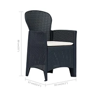 Patio Chairs 2 pcs with Cushion Anthracite Plastic Rattan Look