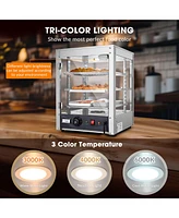 Yescom WeChef 15" Commercial Countertop Food 3-Tier Pizza Warmer with Led Adjustable Lighting Food Heater Display Case Stainless Steel for Buffet Rest
