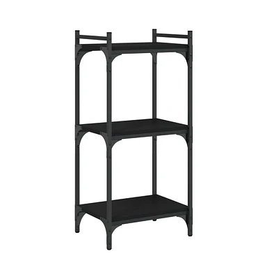 vidaXL Bookcase 3-Tier Black 15.7"x11.8"x33.9" Engineered Wood