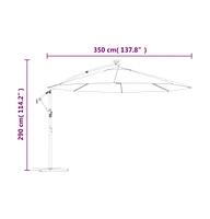 vidaXL Cantilever Umbrella with Led Lights and Metal Pole 137.8" Anthracite