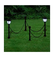 Chain Fence with Solar Lights Two Led Lamps Two Poles